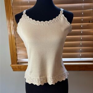 Elegant Cream Lace Trim Women's Top